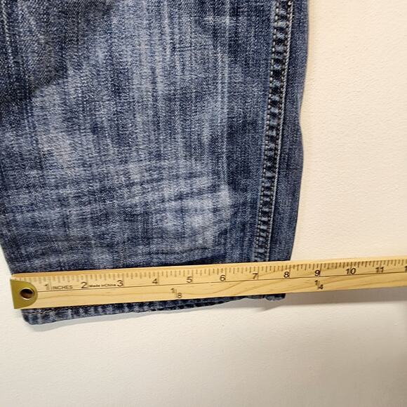 Express Straight Jeans Womens Size 12 34x26 Whiskered Button Fly Steampunk 2009 - Picture 10 of 12